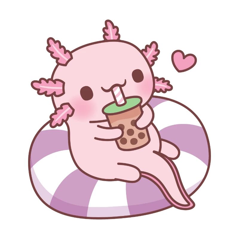 Mignon Axolotl Chilling sur Pool Float Boire Boba