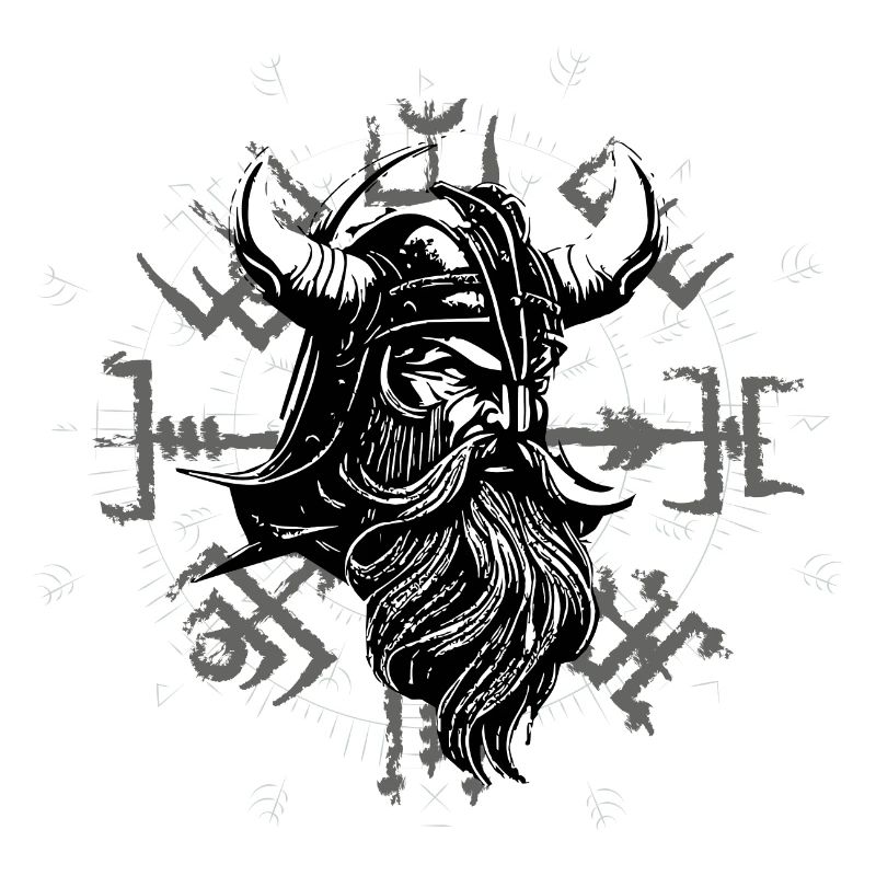 Vegvísir avec tête de Viking