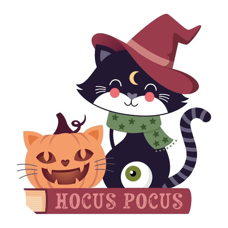 Cat with cat pumpkin on a book