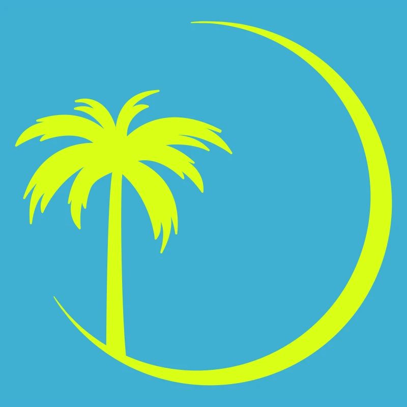 Neon palm tree in a circle