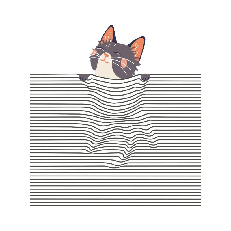 Curious Cat – Funny Optical Line Art