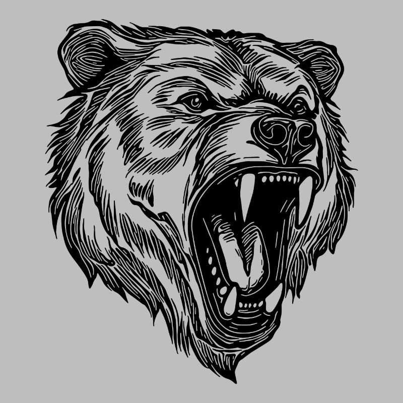 Wild evil bear head with sharp teeth