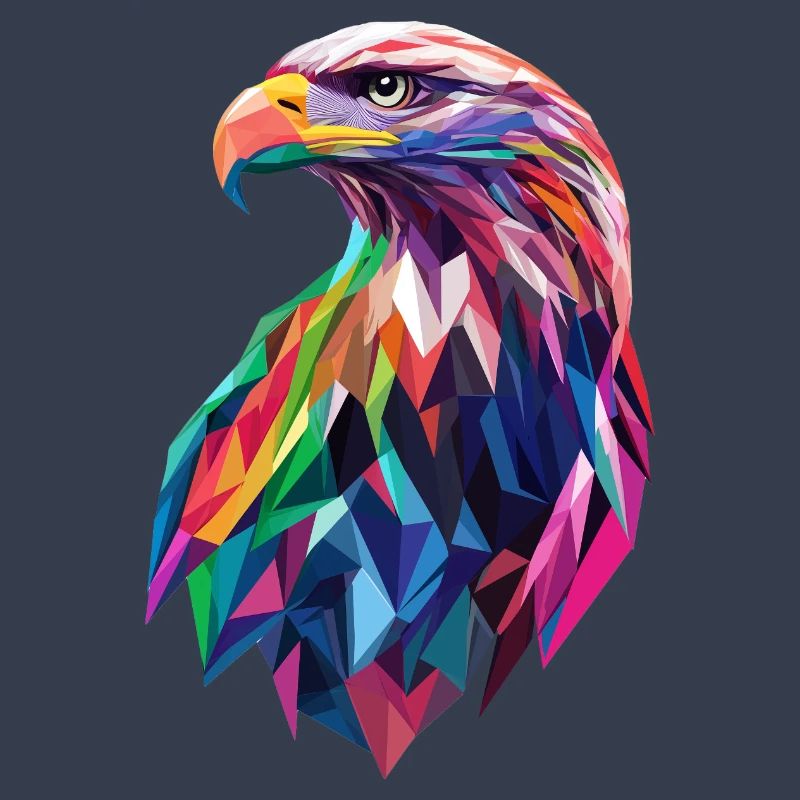 Eagle Head Low Poly Art Logo Design Colorful