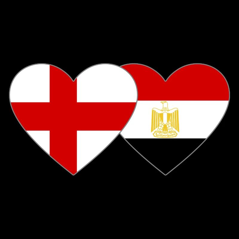 England Egypt Flag Hands Heart Shape