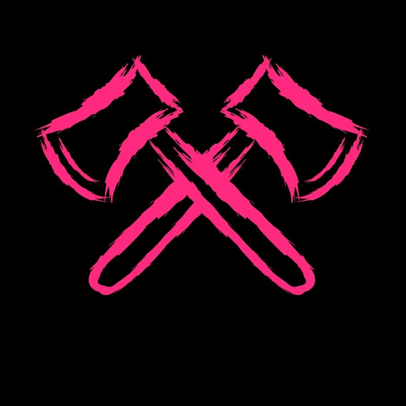 Hache symbole croisé axes rose