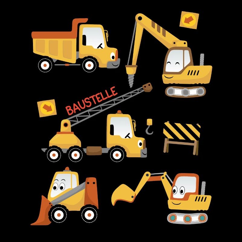 Cute construction site vehicles
