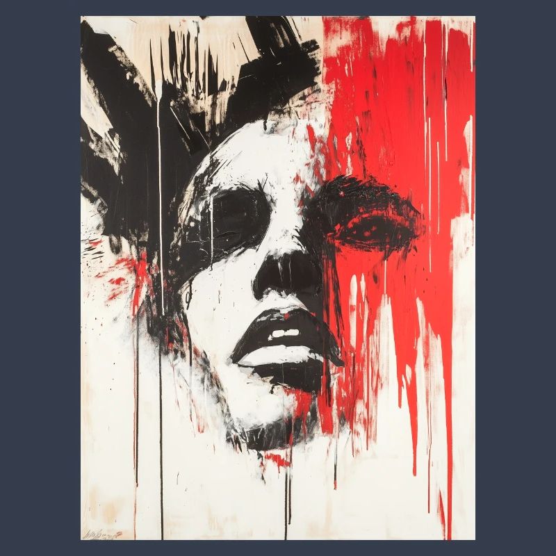 Abstraktes Gesicht Stencil Graffiti Schwarz Rot