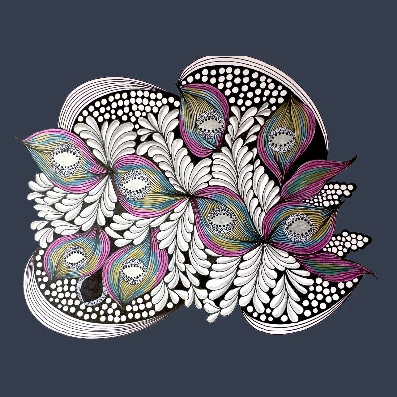 Peacock Feather Doodle Pattern