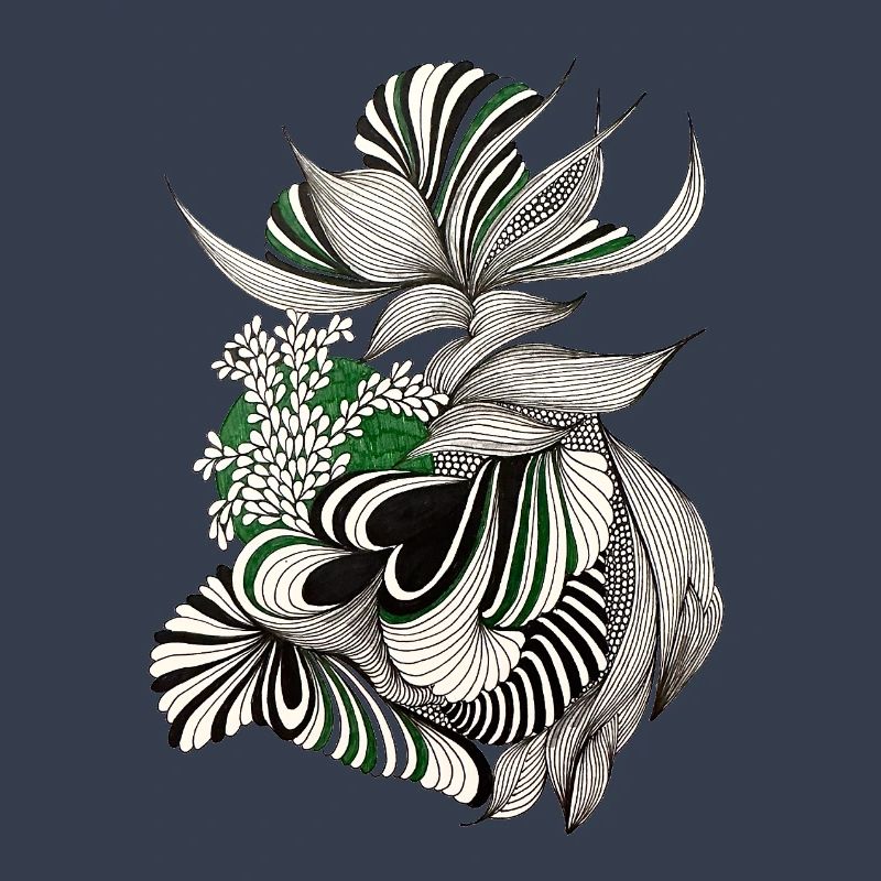 Green Lines Botanical Pattern