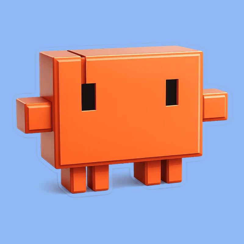 Claude Code Pixel 3D Mascot Cute Dev Sticker