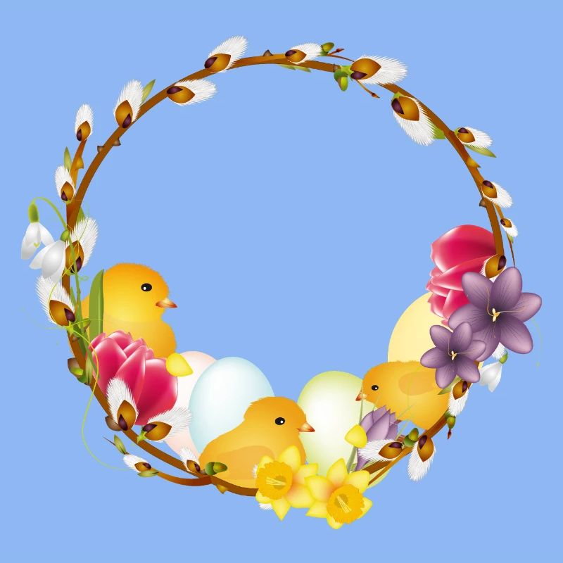 Spring wreath with chick Easter and spring motif