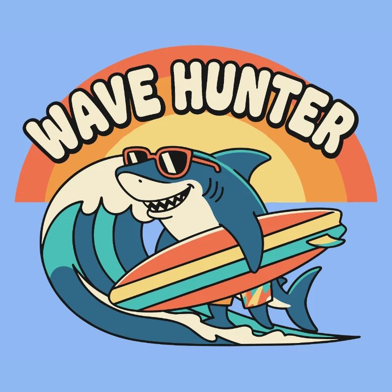 Wave Hunter Shark Surf Sunset