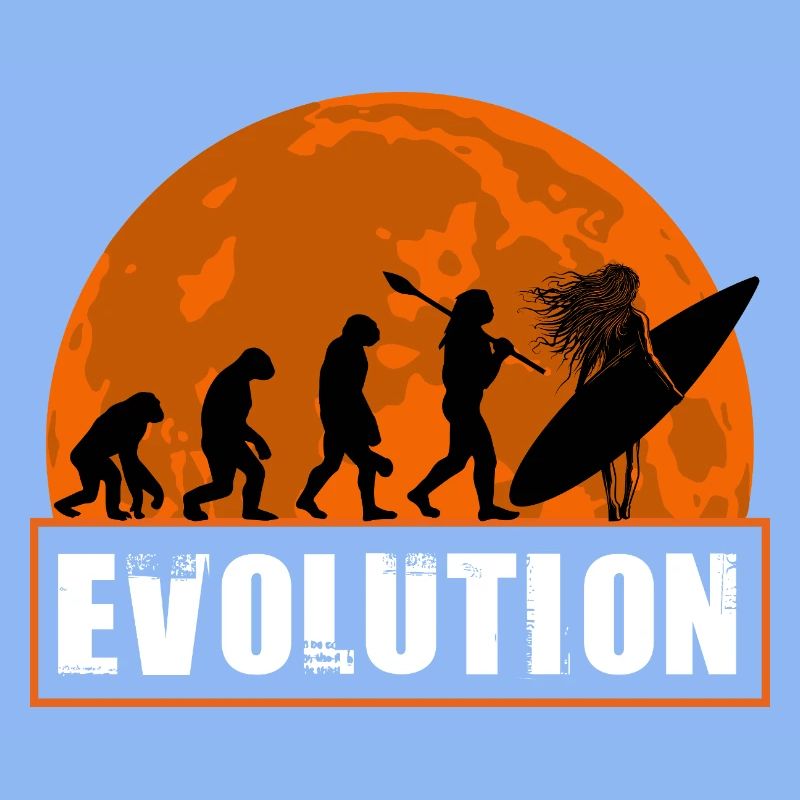 Évolution de la silhouette vintage du coucher de soleil surf