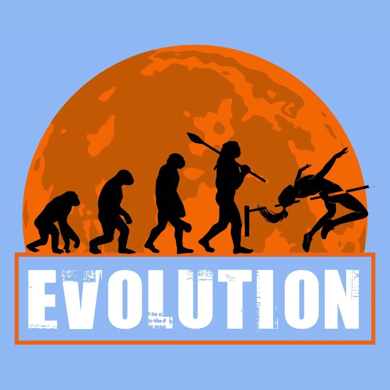 High Jumping Evolution Retro Athlete Silhouette