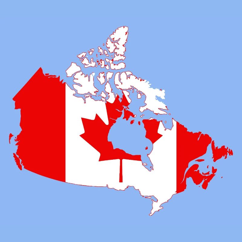 Silhouette de la carte du drapeau du Canada avec feuille d’érable