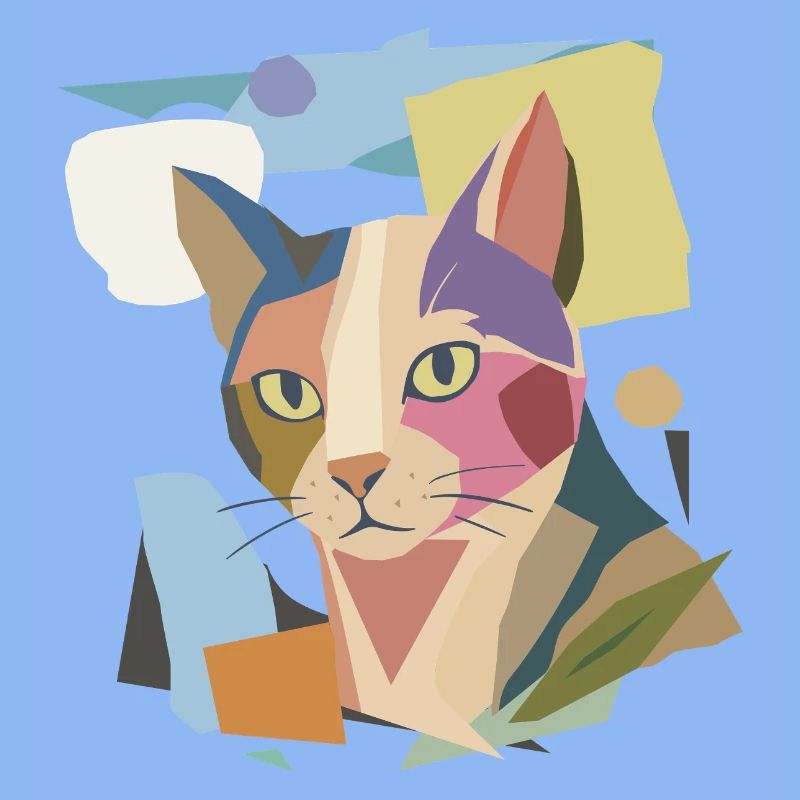 Chat abstrait dans le design moderne de bloc de couleur