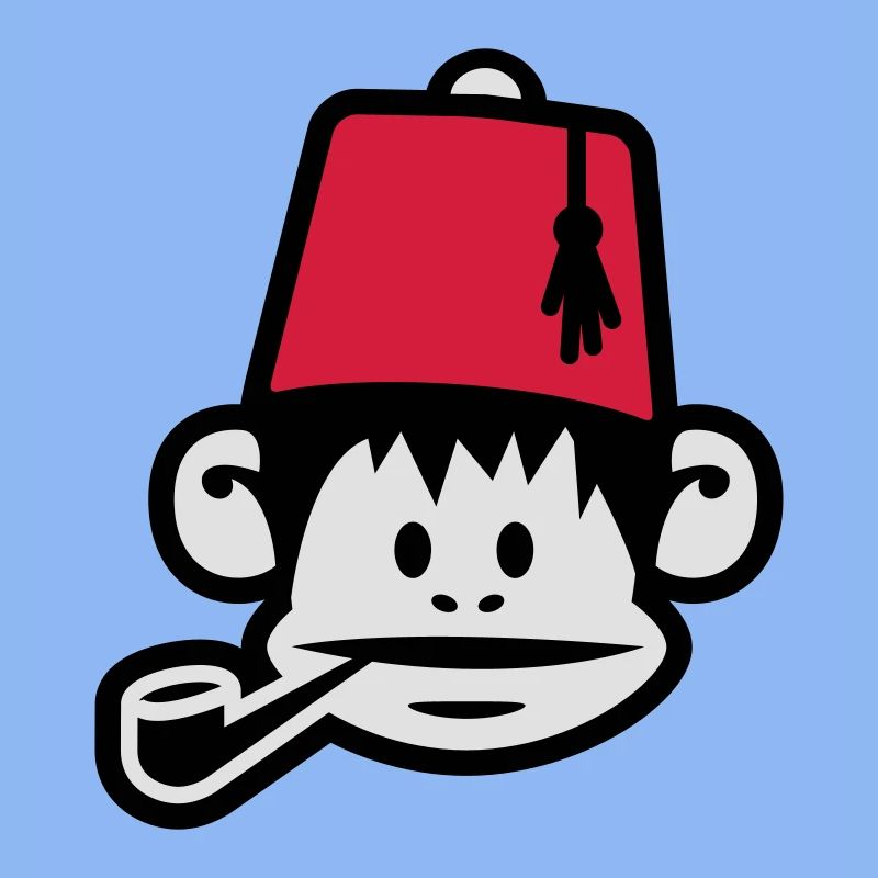 monkey fez ape primat affe pipe smoker