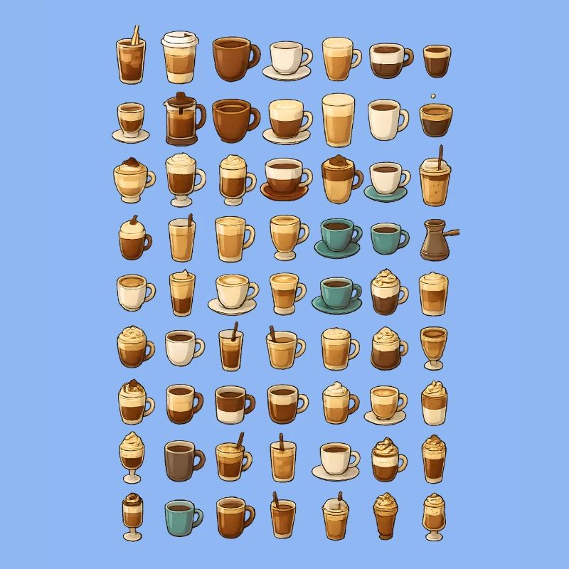 Various coffee drinks illustration