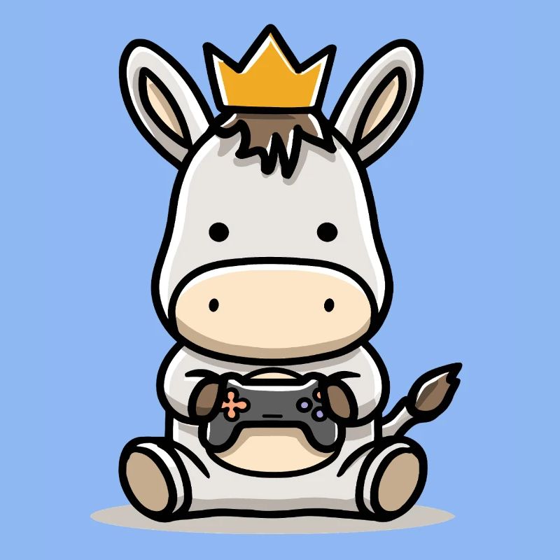 Gamer Esel mit controller Krone