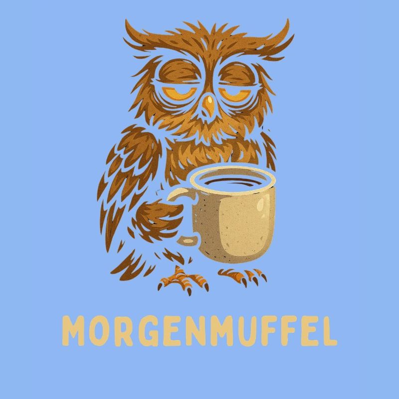 Morgenmuffel-Eule mit Kaffee