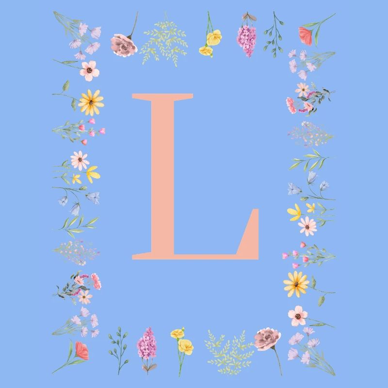Florale Initialen "L", Buchstaben Monogramm 