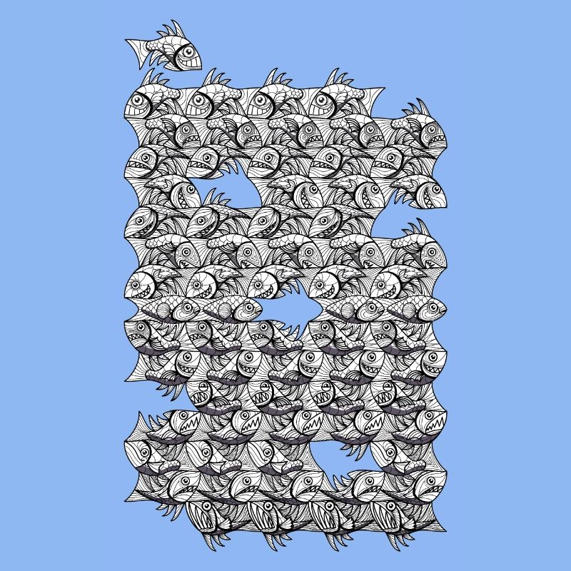 Repeated monochrome fish