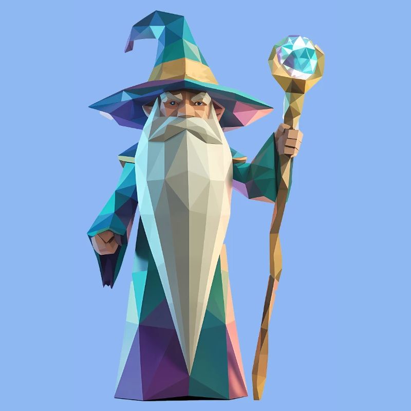 Wise Wizard - Cooles Low-Poly-Logo