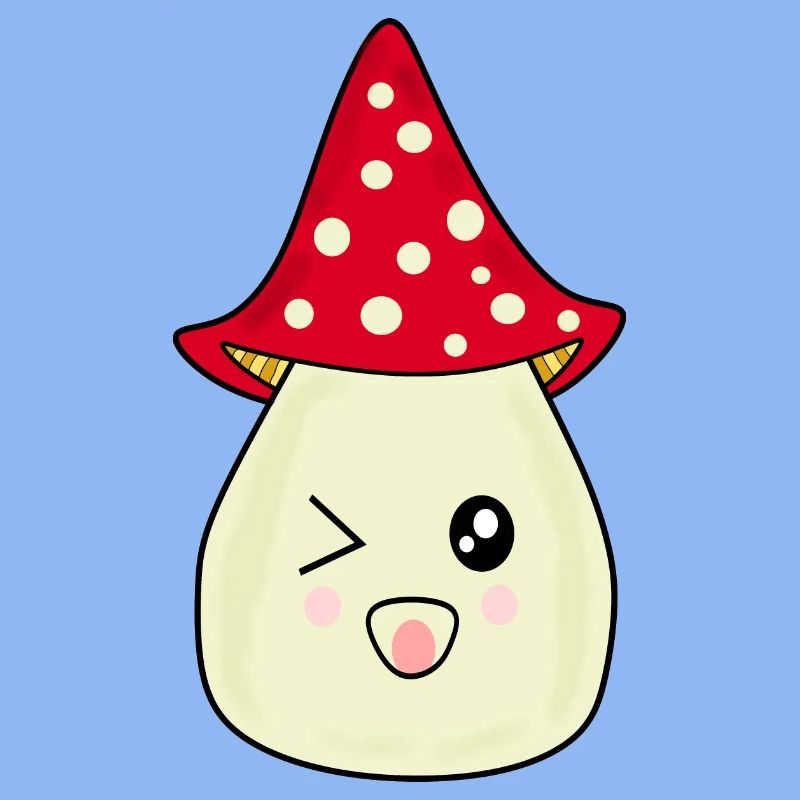 Kawaii champignon Toadstool mignon rouge avec visage