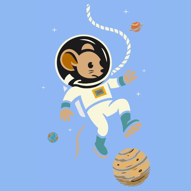Souris astronaute dans l’espace – Motif mignon de l’espace