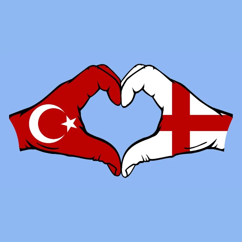 Turquie Angleterre Drapeau Mains Coeur Forme