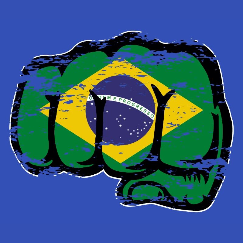 Drapeau du Brésil Main Poing Utilisé