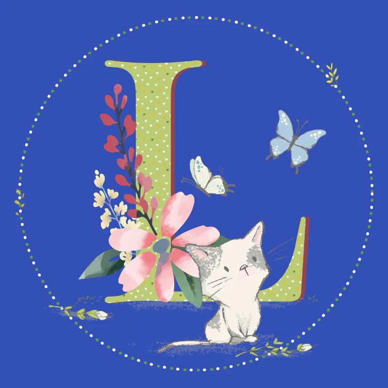 Lettre initiale L avec chat