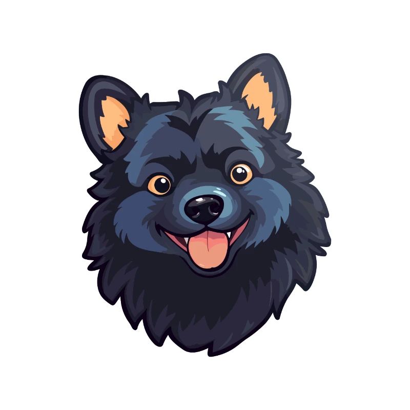 Schipperke Hunderasse Aquarell Karikatur Kawaii Cli