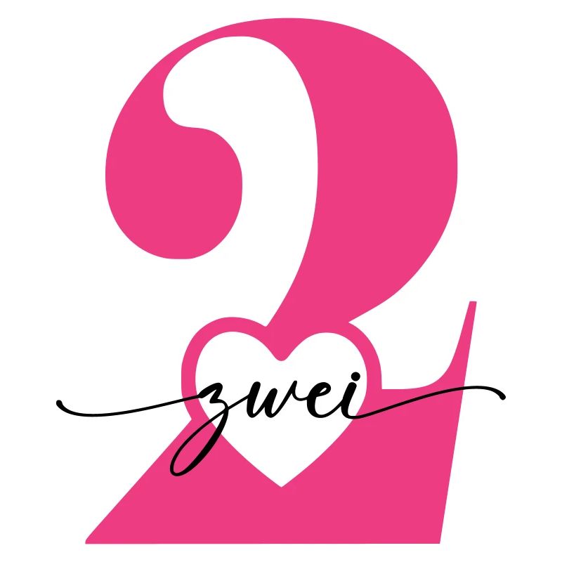 Chiffre deux 2 avec cœur