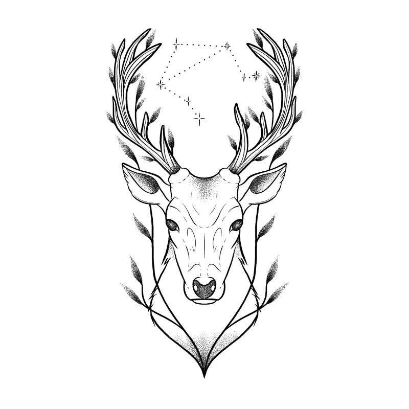Deer dotwork and astro sign Libra