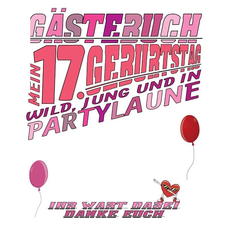 17. Geburtstag Mädchen & Junge Gästebuch