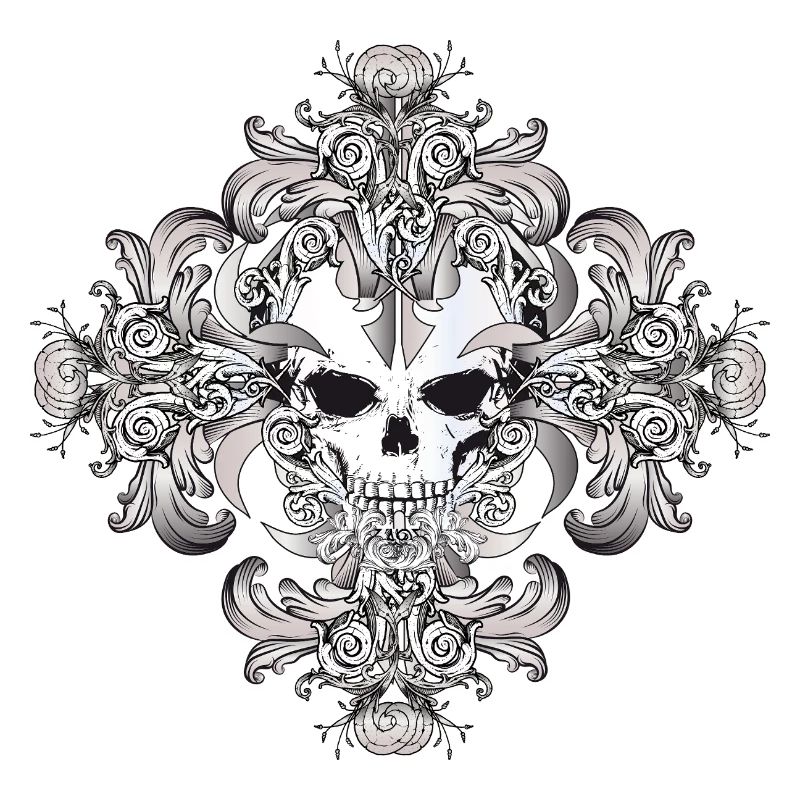 Decorated skull ornament with Gothic flair
