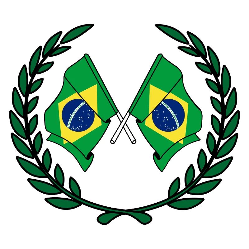 Drapeaux du Brésil en couronne de laurier