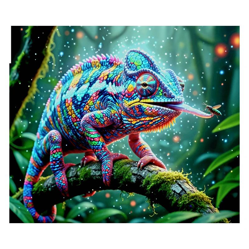 Neon Caméléon Jungle Magie