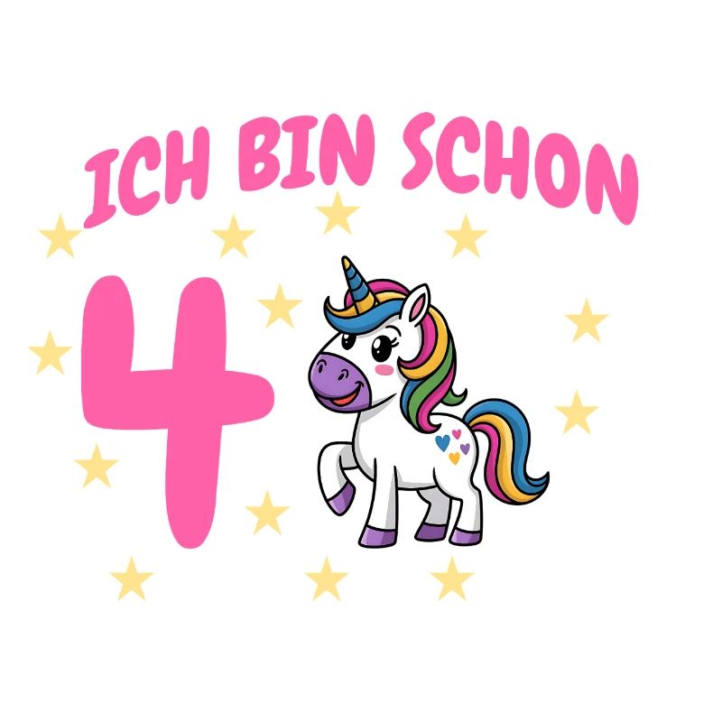 Ich bin Schon Vier Unicorn Geburtstag