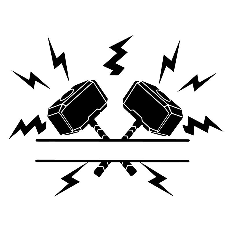 Deux marteaux de Thor avec découpe de texte