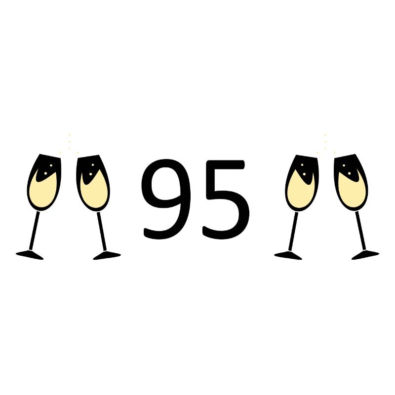 95th Birthday 95 Years Anniversary 95 Number 95 Black