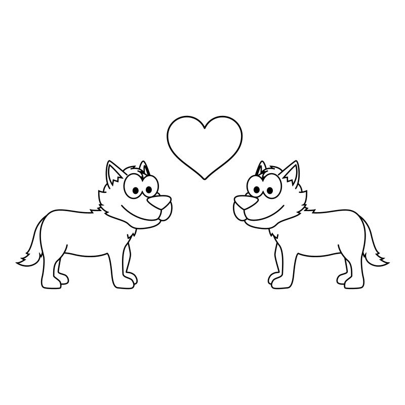 Wolf Comic Paar Liebe