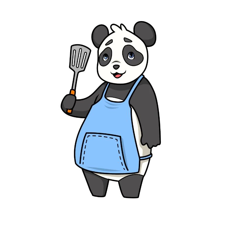 Panda bear is grill master