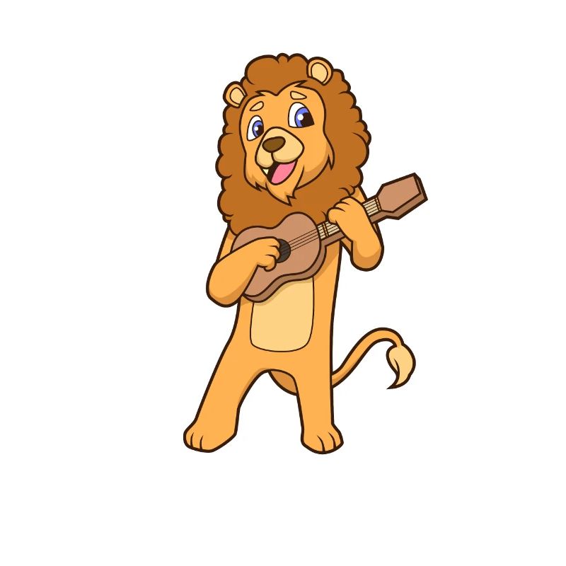 Comic Lion joue du ukulélé