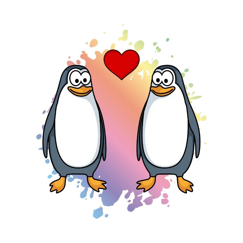 Pinguin Comic Paar Liebe