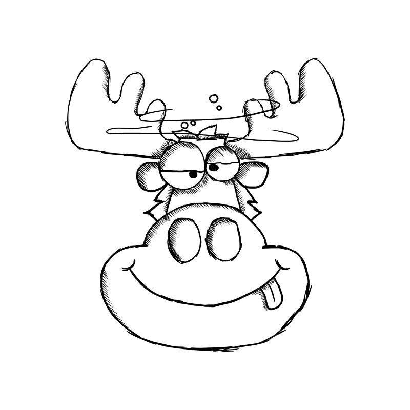 Funny moose as a drawing