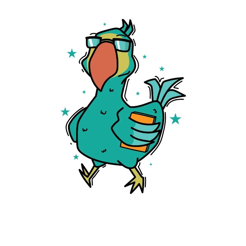 Dodo mit einem Buch Vogel aus Mauritius