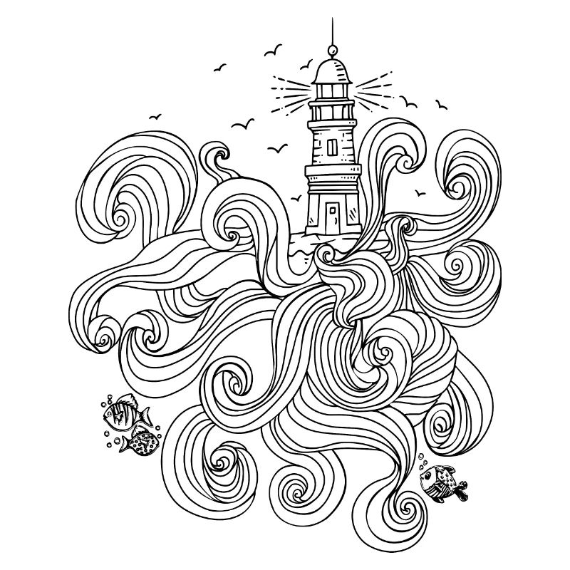 Lighthouse with wild waves