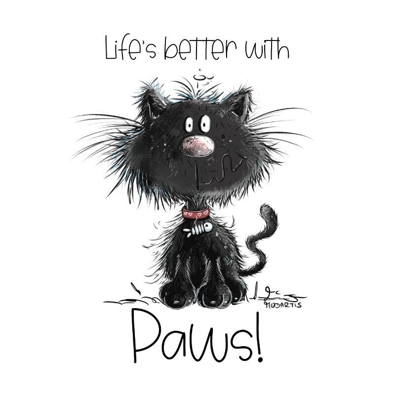 Drollige Schwarze Katze Mit Katzen Spruch